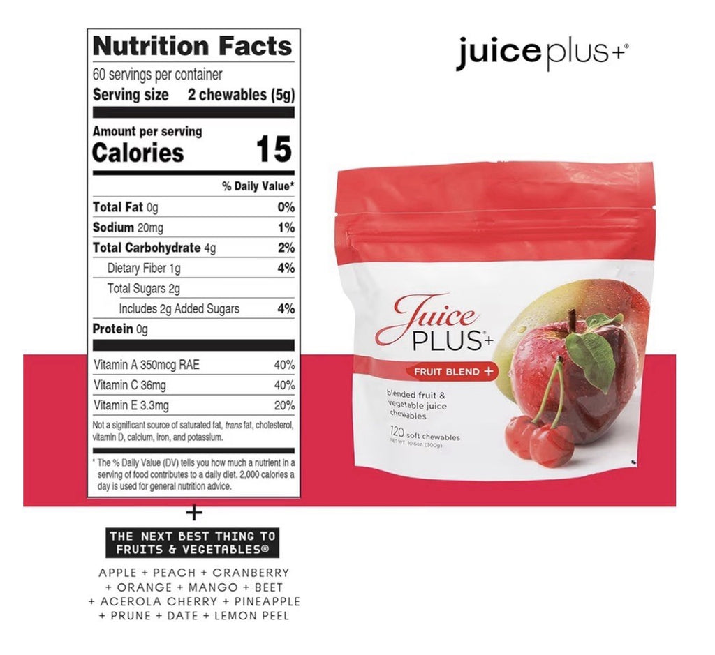 Juice Plus+ Fruit Blend + Soft Chews Chewables Boost Your Nutrition 120Chewables