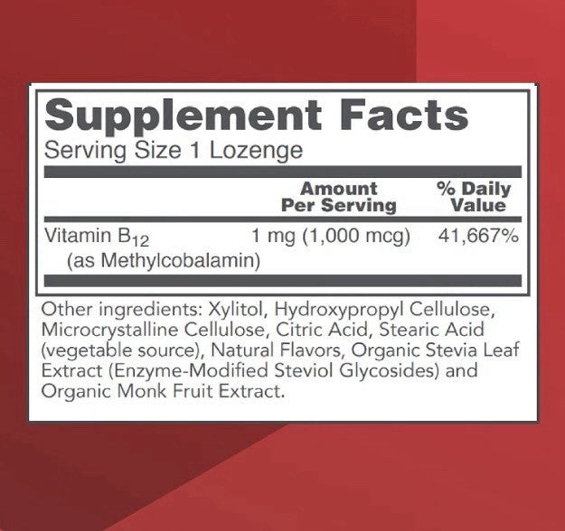 PROTOCOL FOR LIFE BALANCE Methyl B12 1,000 mcg Methylcobalamin 100 Lozenges