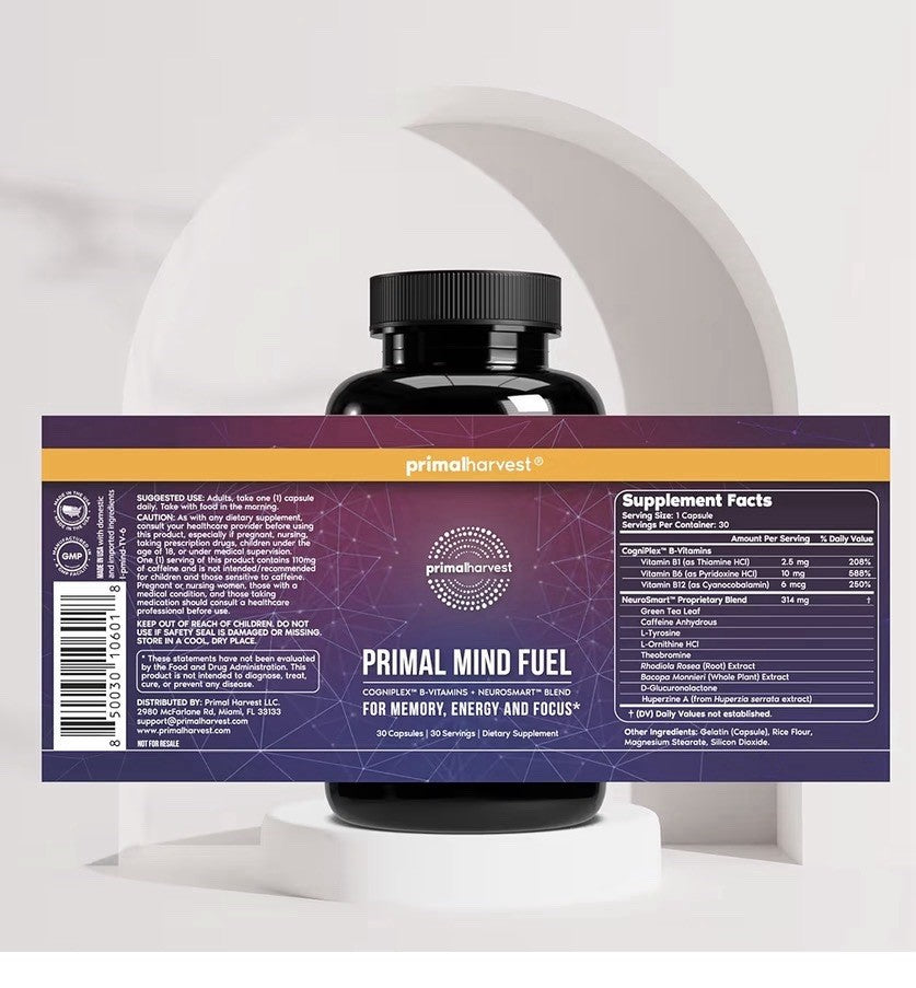 Primal Harvest Primal Mind Fuel Brain Booster Supplement Focus Energy 2 Packs