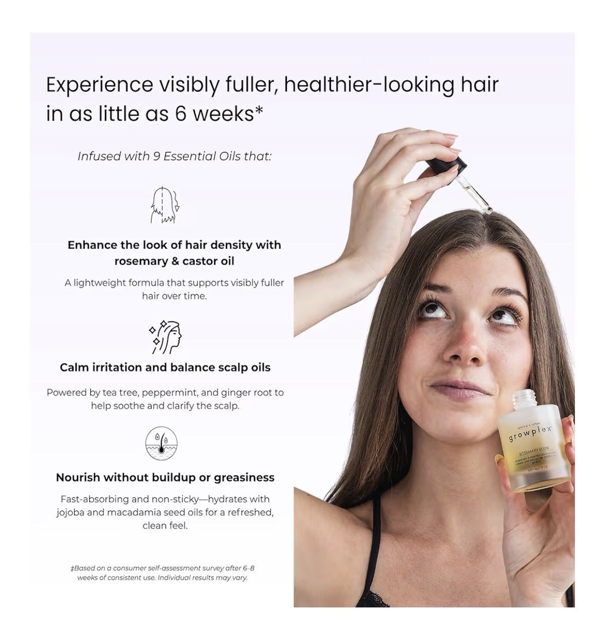 Growplex Rosemary Elixir Daily Scalp Oil with 9 Essential Oils Healthy Scalp 2oz