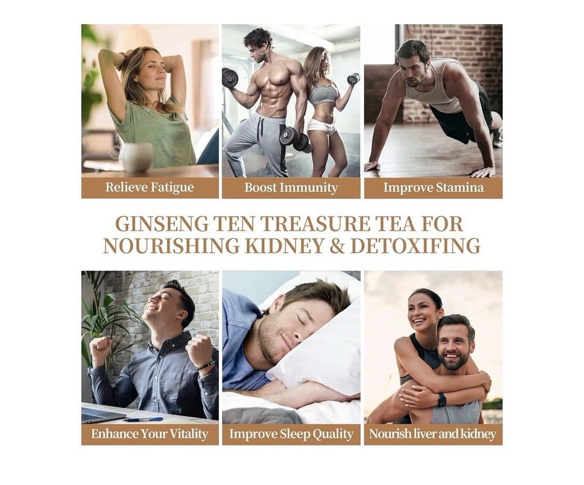 Rlvym Ginseng Ten Treasures Kidney Care Cleanse 10 Natural Ingredient 60 Teabags