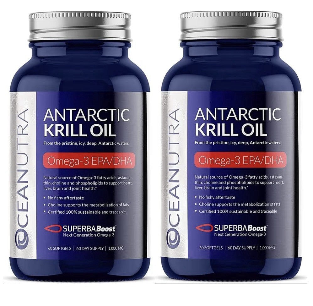 Antractic Krill Oil 1000mg Pure Organic Omega 3 EPA DHA 56% Phospholipids 2 Pack