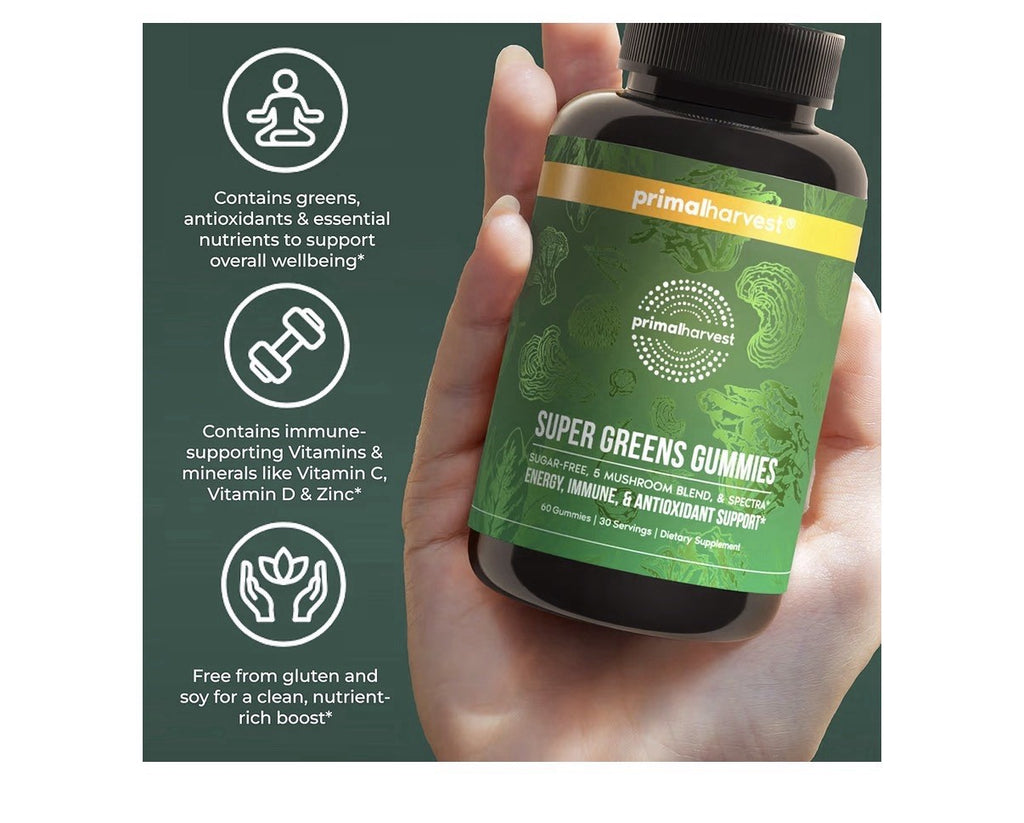 Primal Harvest Super Greens 60 Gummies Superfood Blend Antioxidant Immune 2Packs