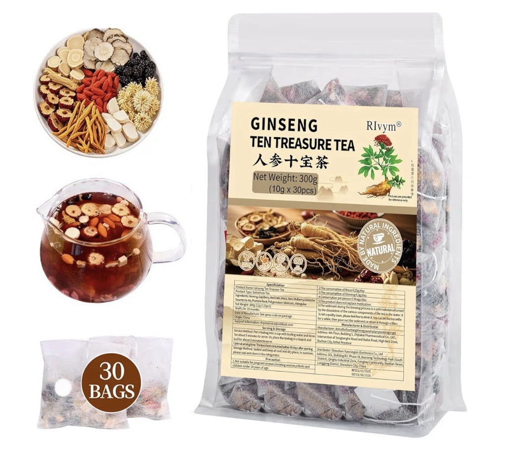 Rlvym Ginseng Ten Treasures Kidney Care Cleanse 10 Natural Ingredient 30Teabags