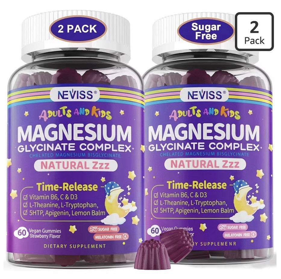 Neviss Magnesium Glycinate + Calcium Gummies Adults & Kids Natural Sleep 2 Pack