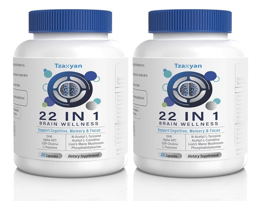 Tzaxyan Pure Brain Wellness for Memory Focus Clarity Cognitive Improvement 2Pack