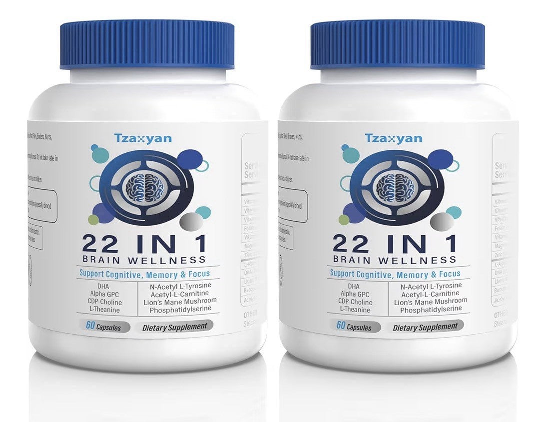 Tzaxyan Pure Brain Wellness for Memory Focus Clarity Cognitive Improvement 2Pack