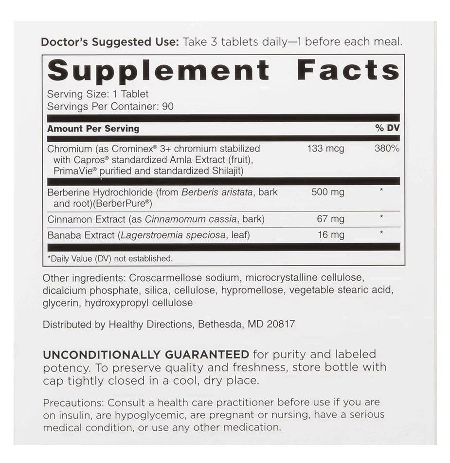 DOCTORS' PREFERRED GlucoGold with Berberine Cinnamon Chromium Banaba Leaf 90Tabs