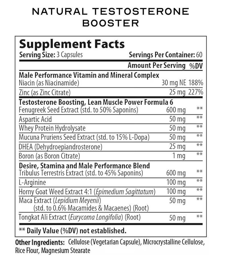 LEAN Nutraceuticals Testosterone Booster for Men Workout Energy Libido 180 Caps