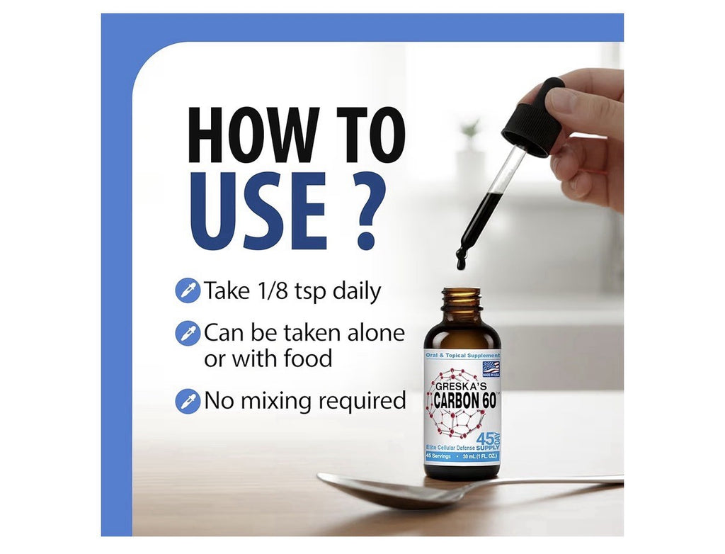 Greska's Carbon 60 in Organic Sunflower Oil Health Energy Vitality 45 Day Supply