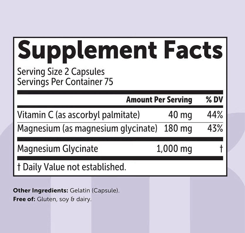 Micro Ingredients Magnesium Glycinate 1,000mg Per Serving Clean Ingredients 150c