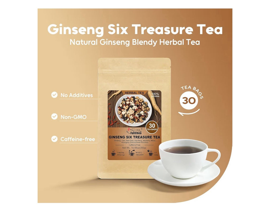 FullChea Ginseng Six Treasure Herbal kidney detox cleanse Support Wellness 30Tb 