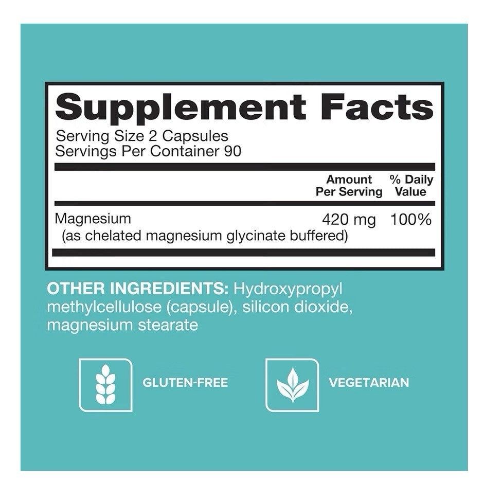 Qunol Magnesium 420mg Nerve Bone Muscle Health Cognitive Stress Response 180caps