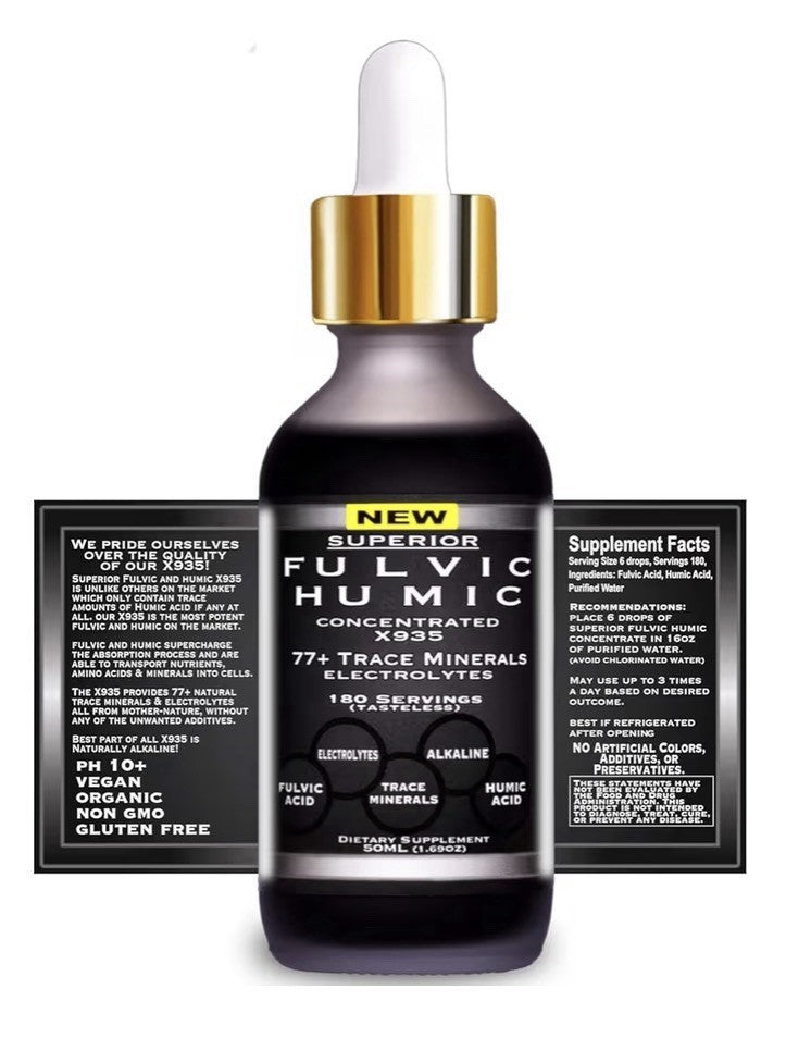 SUPERIOR FULVIC HUMIC Trace Mineral Drops w/ Electrolytes 77 Trace Minerals 50ml