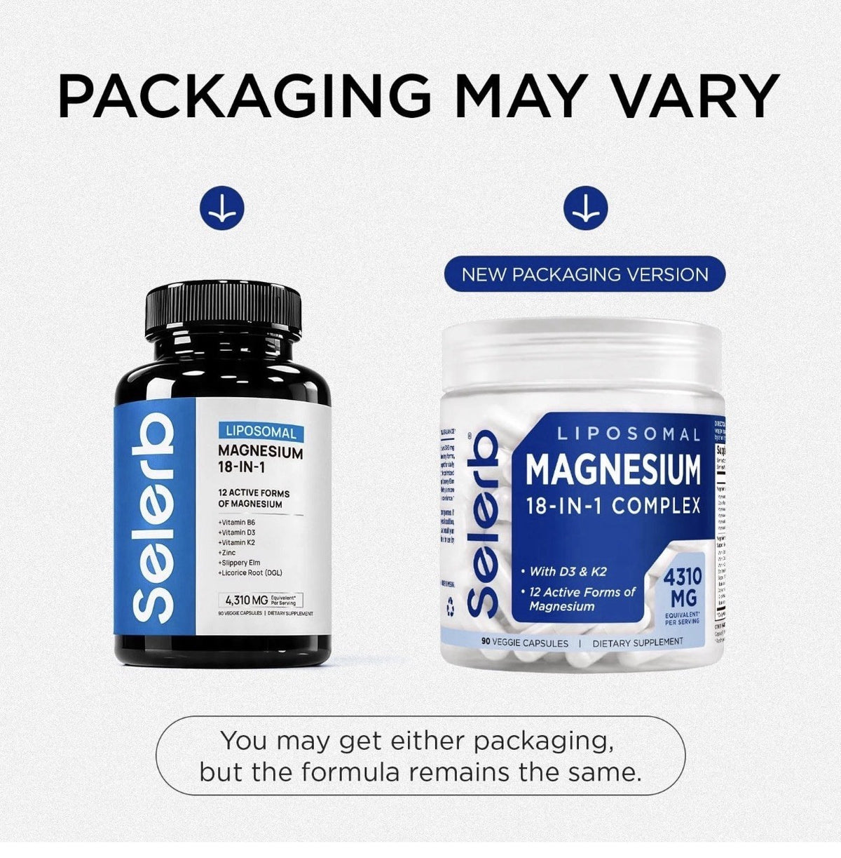 Selerb Liposmoal Magnesium 18 in 1 Complex Supplement for Women and Men 90 Caps