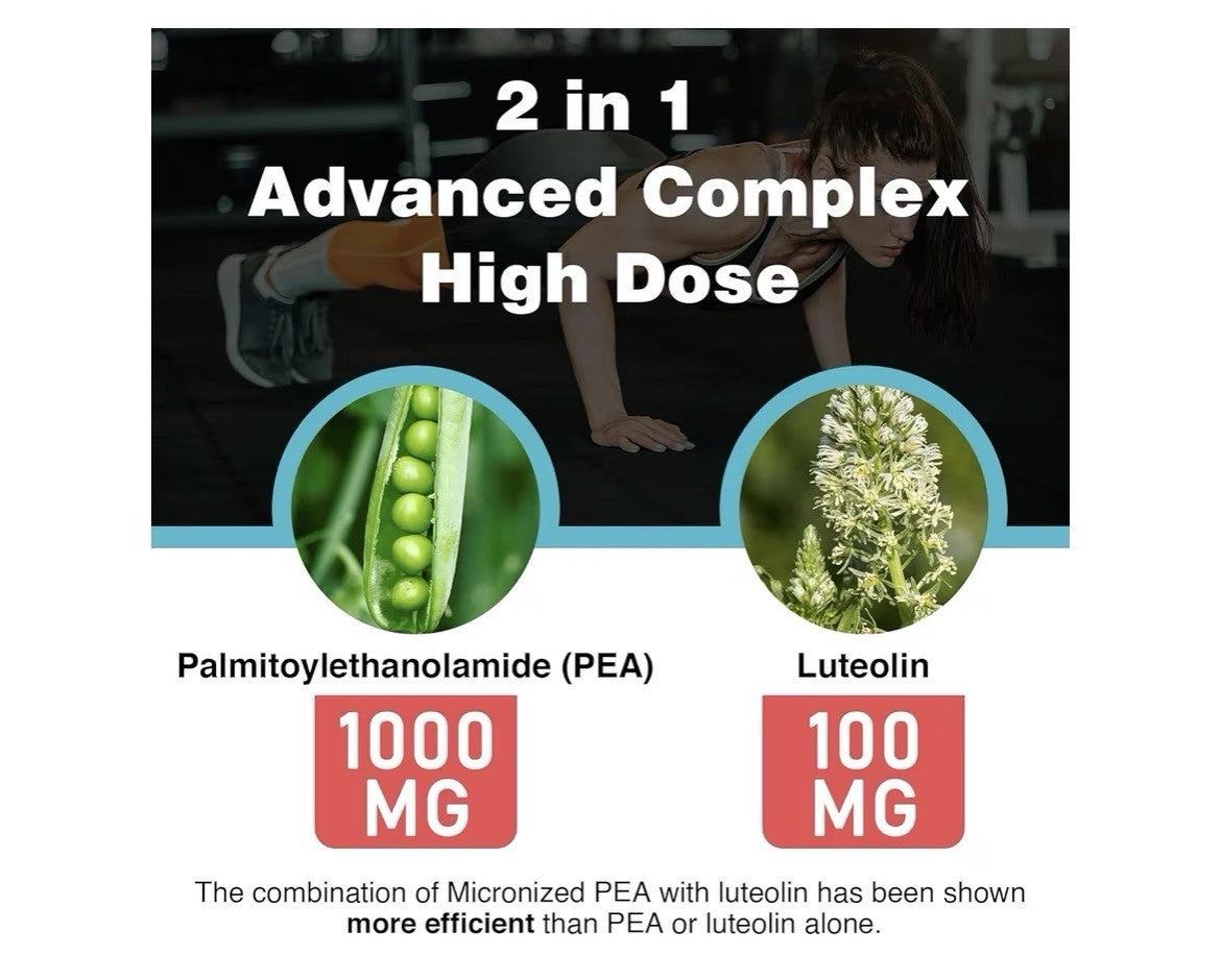 2 Pack Rosmolo Liposomal PEA Palmitoylethanolamide 1000 mg + Luteolin 100 mg