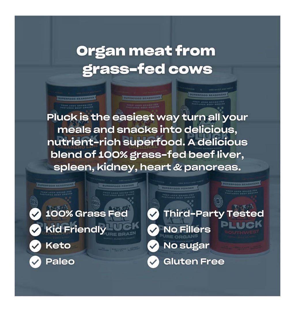 Pluck Pure Organ Beef Powder Grass-Fed Pastured Beef Organs 53 Servings