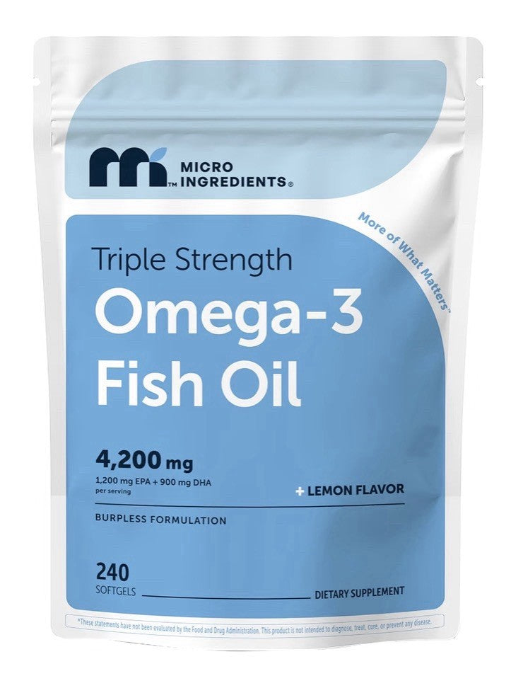 Micro Ingredients Triple Strength Omega-3 Fish Oil 4,200 mg Per Serving 240sgel