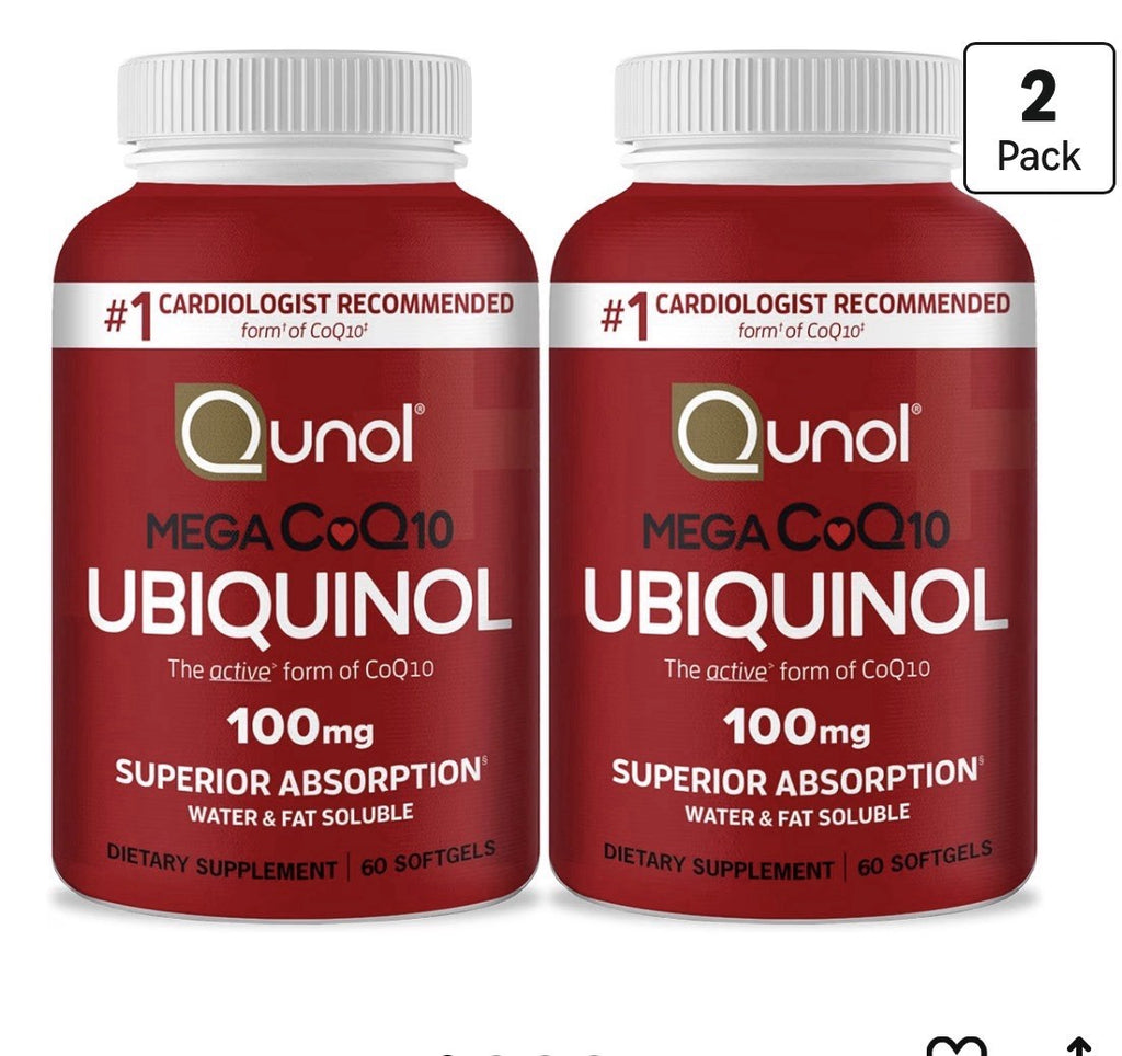2 Pack Qunol Mega CoQ10 Ubiquinol 100mg Coenzyme Q10 Antioxidant Heart Health