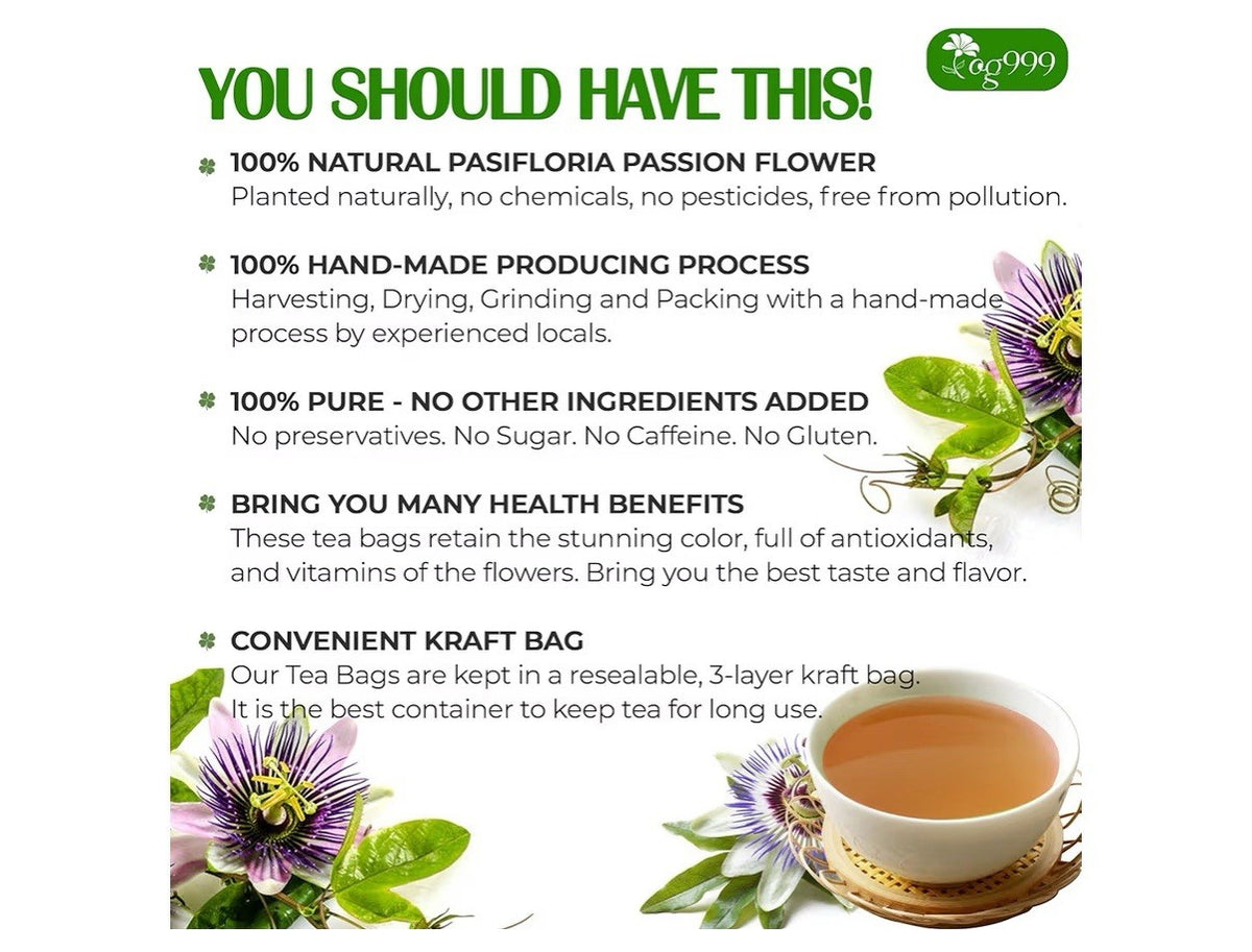 120 TeaBags  TOG999 Pasiflora Pasion Flower Tea Bags 100% Natural Pure
