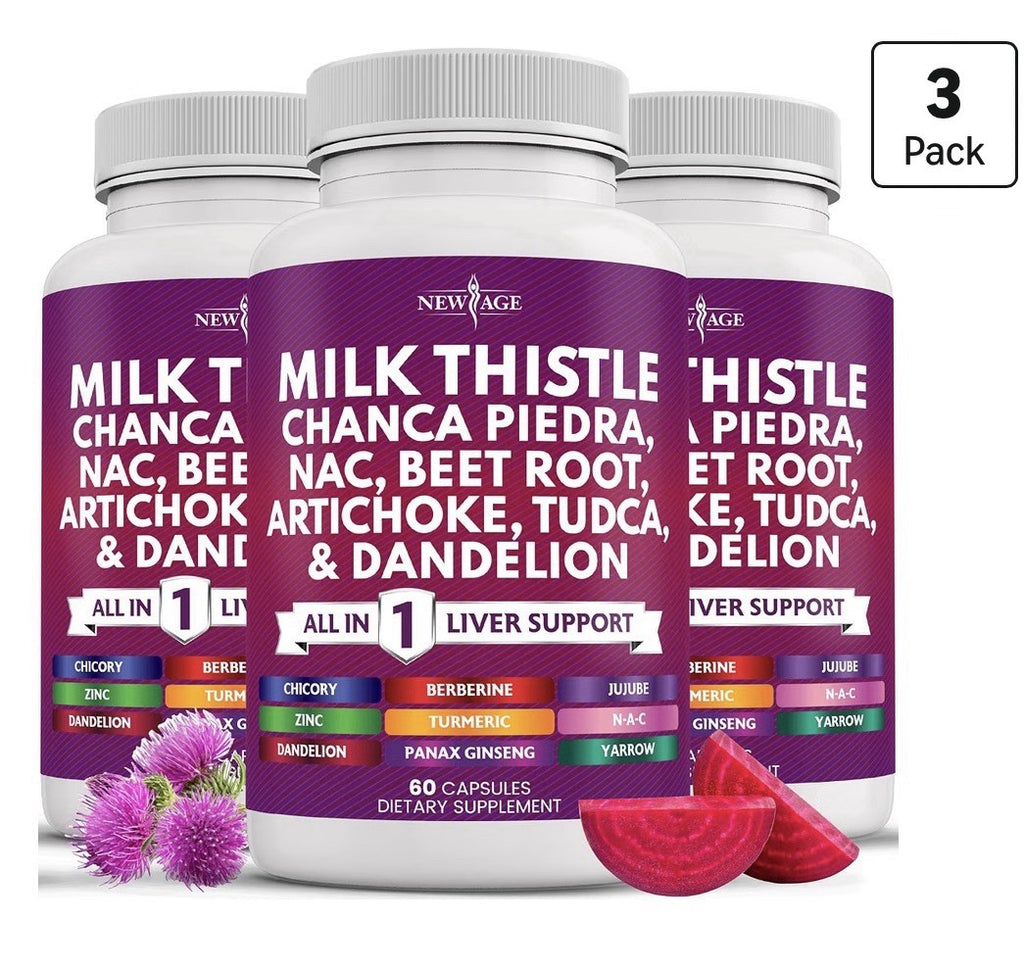 3 Pack NEW AGE Milk Thistle Chanca Piedra Beet Root Artichoke Tudca Dandelion