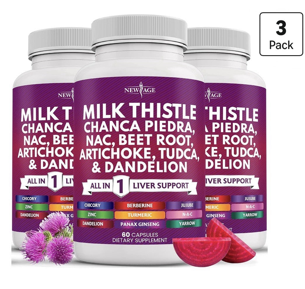 3 Pack NEW AGE Milk Thistle Chanca Piedra Beet Root Artichoke Tudca Dandelion