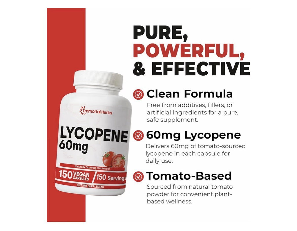 Immortal Herbs Lycopene Natural Tomato Extract 60mg Supplement for Men 120 Caps