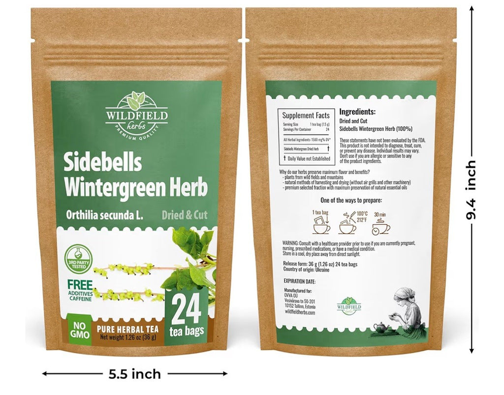 Sidebells Wintergreen Tea dried cut herb   (Orthilia Secunda) 24 Teabags