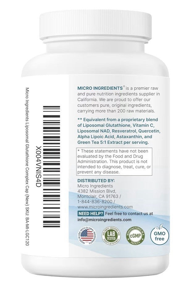 Micro Ingredients Liposomal Glutathione Complex 3,000 mg Per Serving 120 Capsule