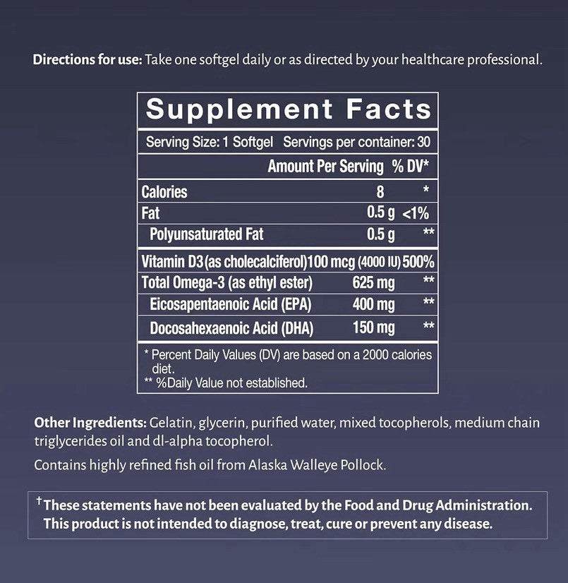Oxiceutics D&O Glow 4000 IU D3 (100 mcg) Vitamin D3 Omega 3 30 Capsules