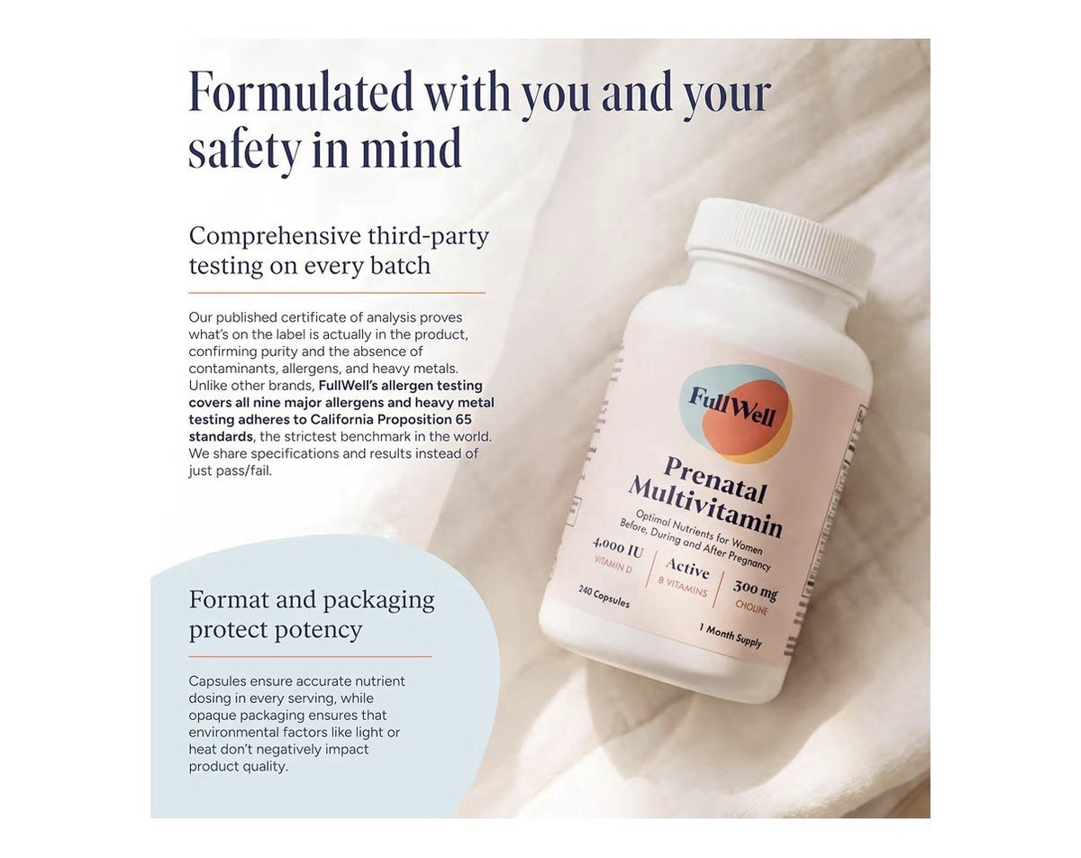 FullWell Prenatal Multivitamin Optimal Nutrients For Women Pregnancy 240capsules