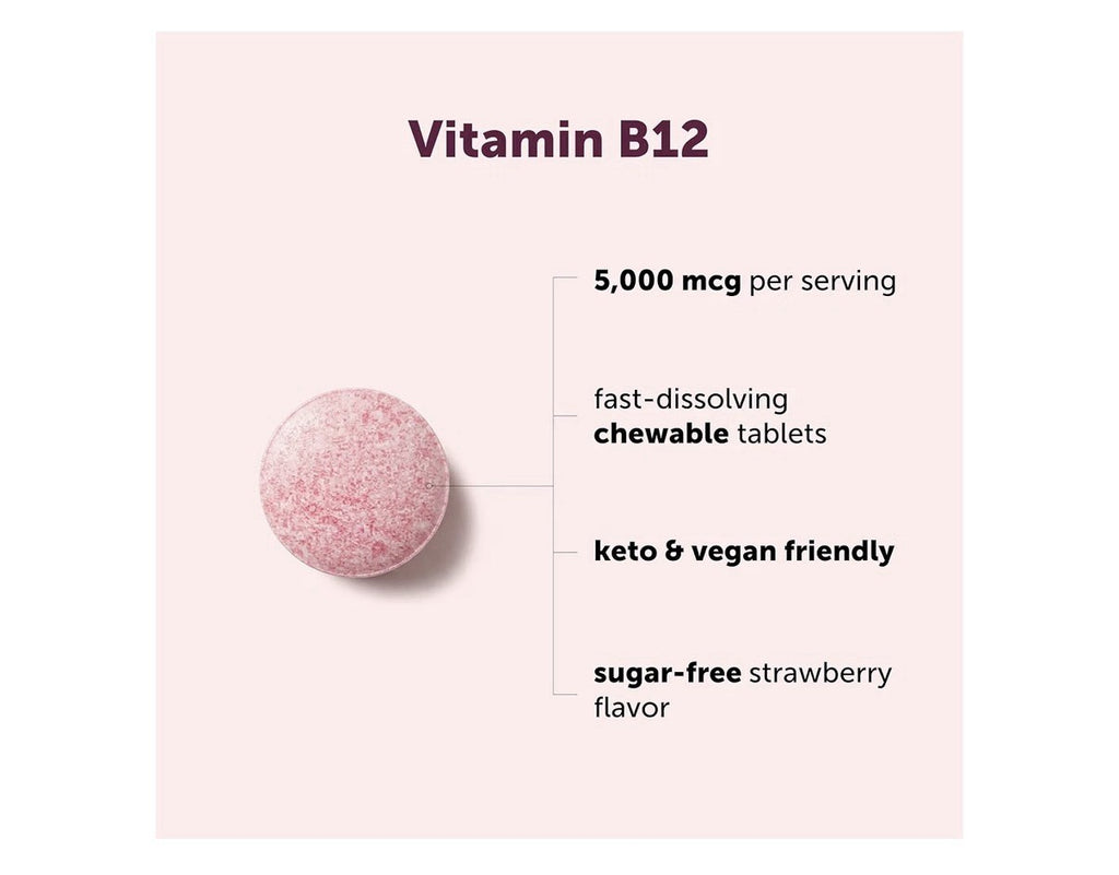 Micro Ingredients Vitamin B12 Methylcobalamin 5,000 mcg 240 Chewable Tablets