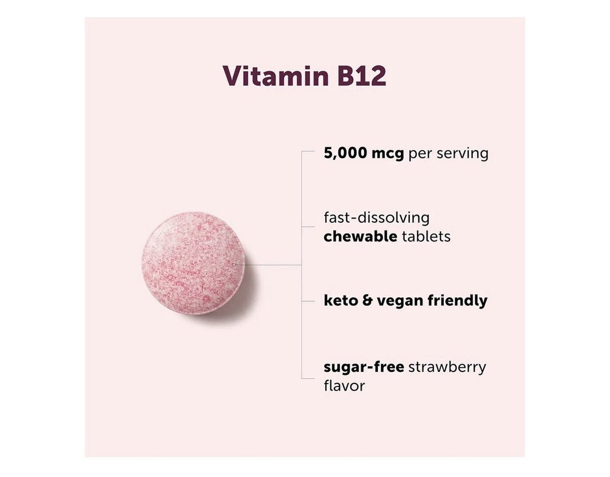 Micro Ingredients Vitamin B12 Methylcobalamin 5,000 mcg 240 Chewable Tablets