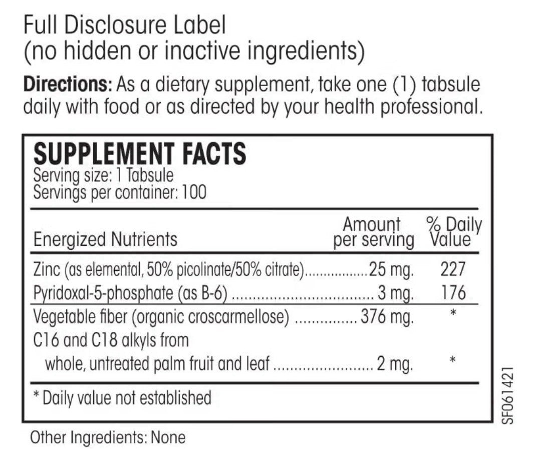 PERQUE Energized Double Zinc Guard Immune System Detoxification Support 100Tabs