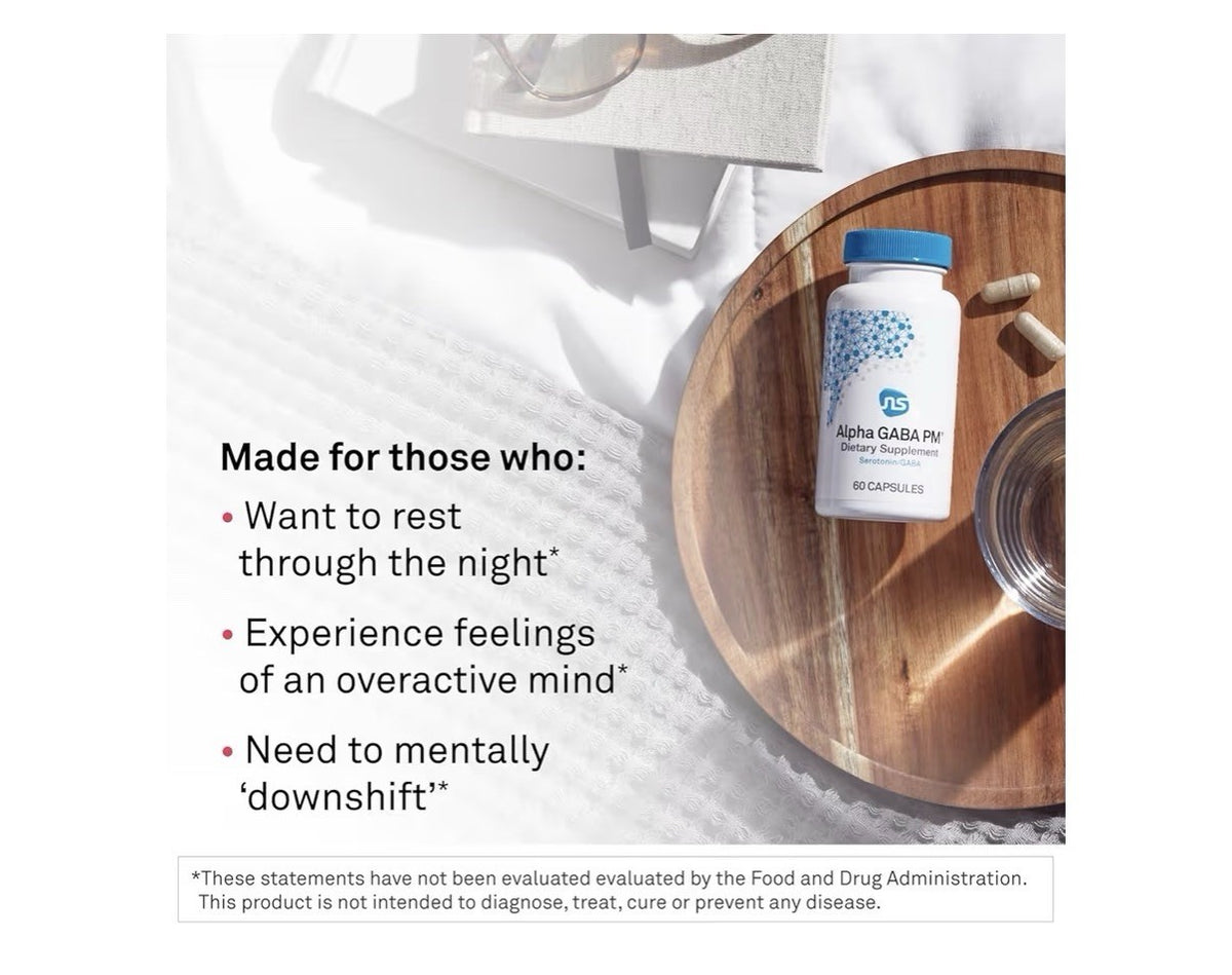 Neuroscience Alpha GABA PM Sleep Aid Calming Stress Support Brain Health 60 Caps