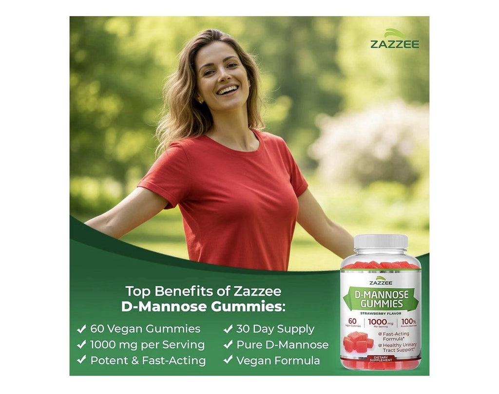 Zazzee D-Mannose Gummies Healthy Urinary Tract Support 60 Gummies