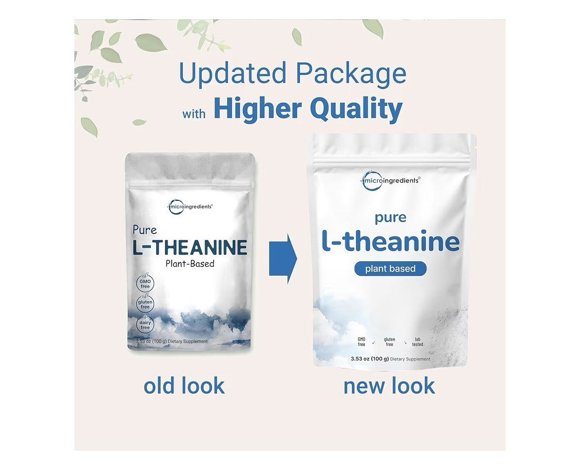 Micro Ingredients Pure L-Theanine Powder Plant Based 100 Grams 1 Year Supply