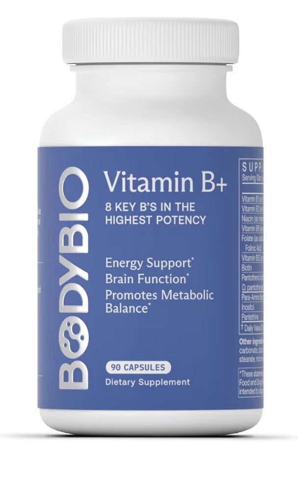 BodyBio Vitamin B+ Complex Energy Brain Function Support Metabolic Balance 90cap