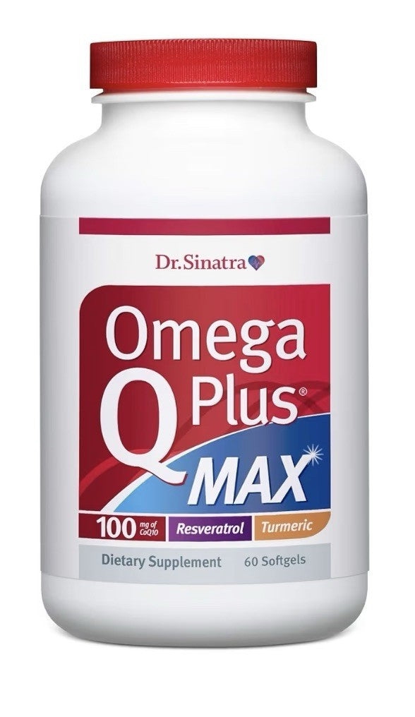 Dr. Sinatra Omega Q Plus MAX With Omega 3 CoQ10 Resveratrol Turmeric 60 Softgels