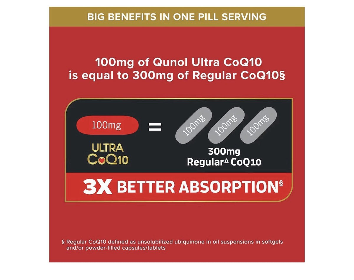 2 Pack Qunol Ultra CoQ10 100mg 3x Better Adsorption Water And fat Soluble