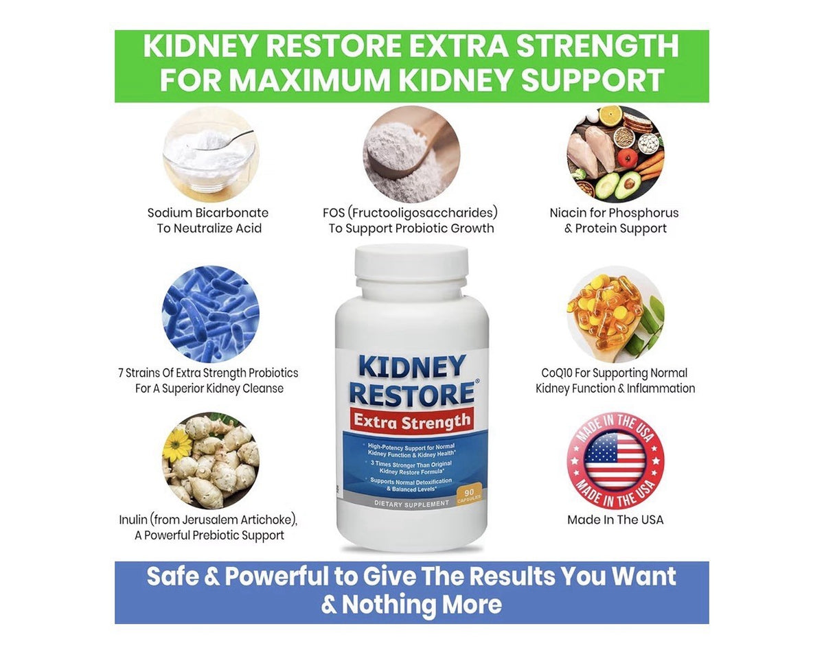 Kidney Restore Extra Strength Cleanse Detox Repair Kidney Health Function 90caps