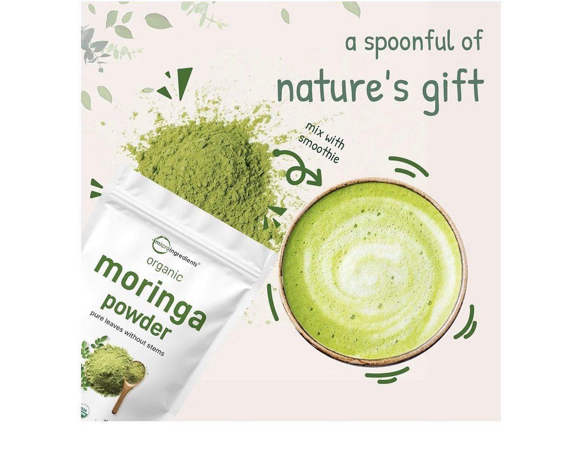 Micro Ingredients Moringa Oleifera Powder Organic Pure Leaves Without Stems 1 Ib