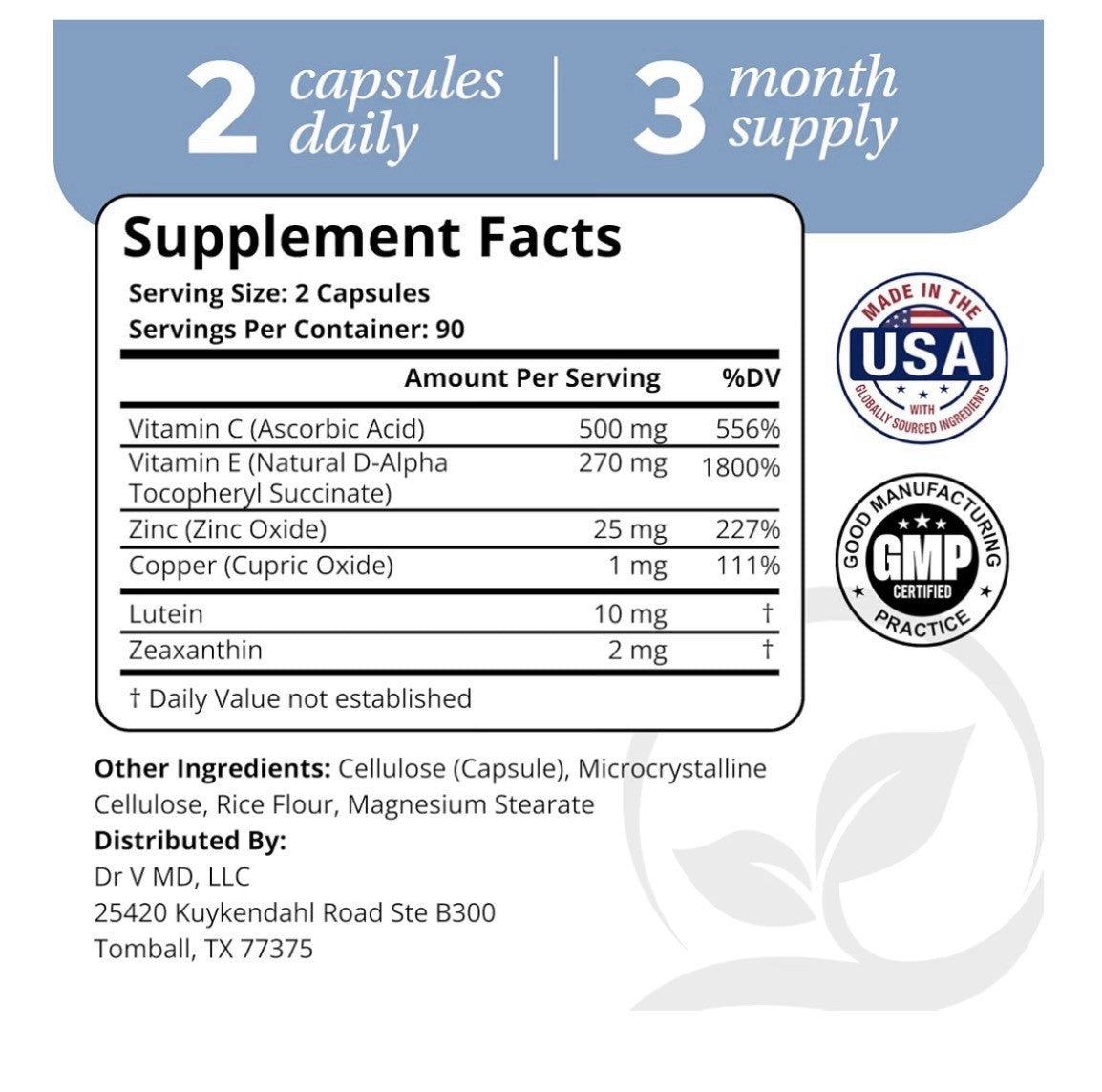DrVmd AREDS 2 Based Formula Supports Eye Health Macular Control  180 Cpaules