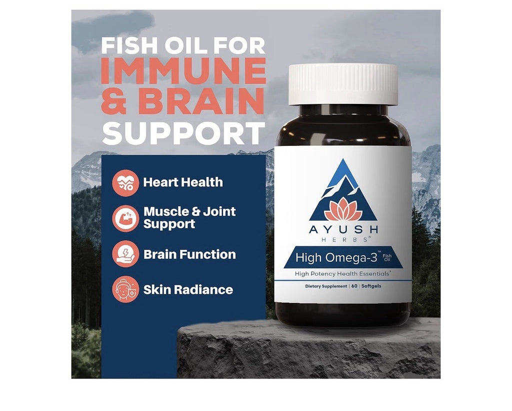 Ayush Herbs High Omega 3 Fish Oil EPA DHA For Women &Men 60 Softgel Lemon Flavor