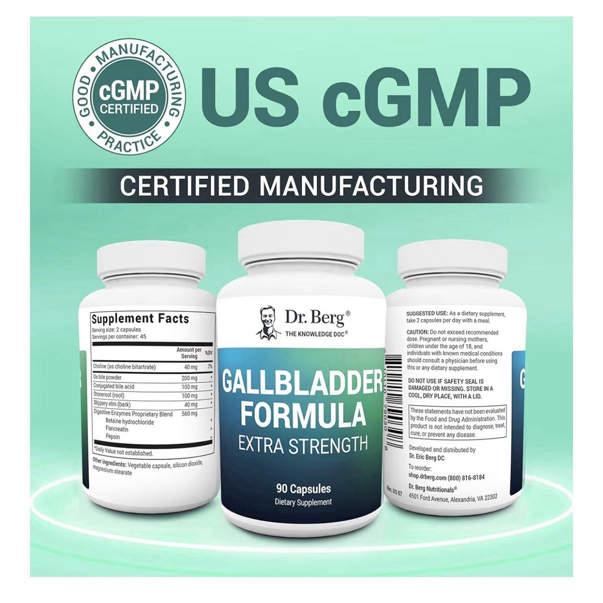 Dr. Berg Gallbladder Formula Extra Strength 90 Capsules Dietary Supplement