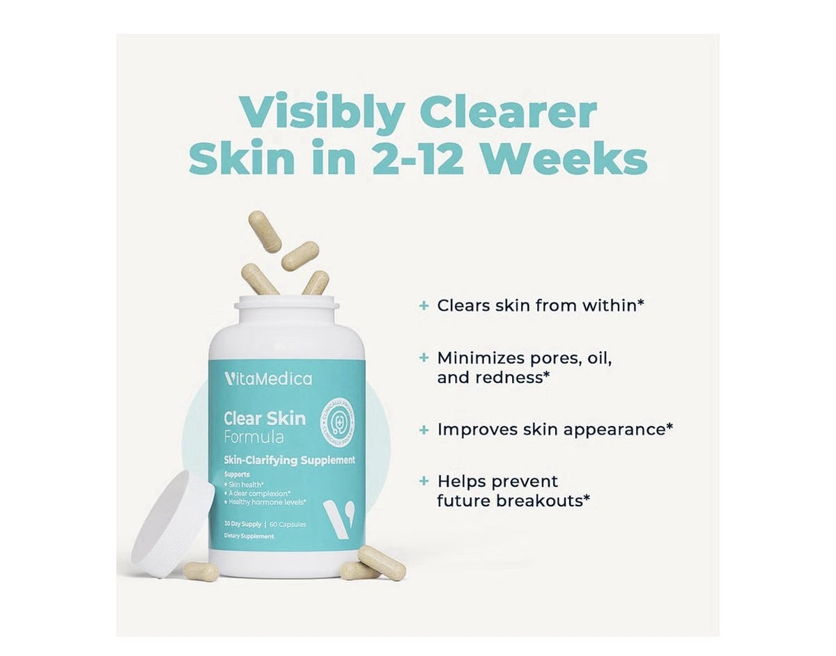 VitaMedica Clear Skin Formula Skin Clarifying Supplement For Women & Men 60caps