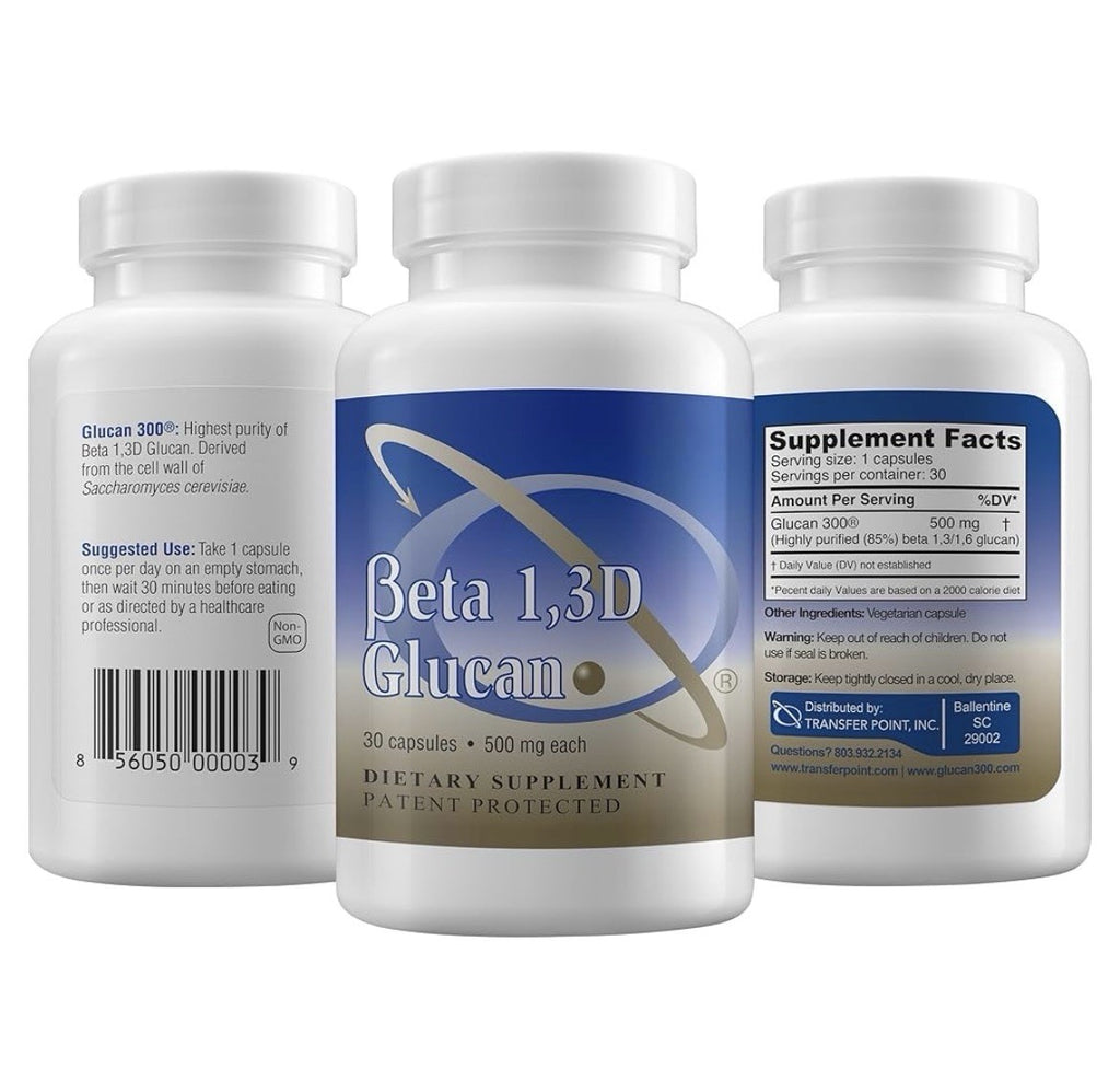 Transfer Point Beta 1,3D Glucan Immune Support 500 mg Dietary Supplement 30 Caps