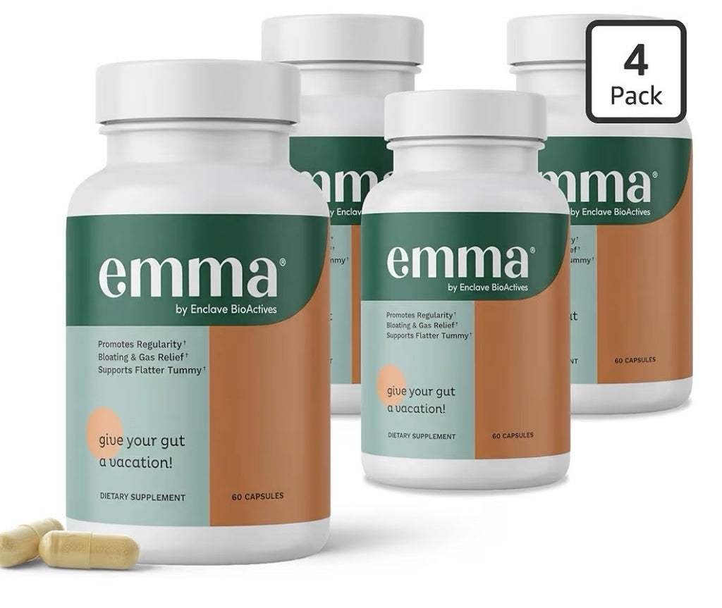 4 Pack Emma Bloating & Gas Relief Supports Flatter Tummy by Enclave BioActives
