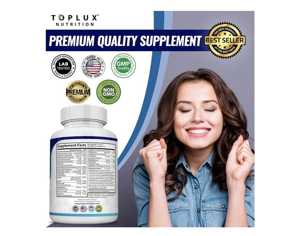 Toplux Brain Booster Highly Potent Nootropic Memory Clarity Cognitive 60 Capsule
