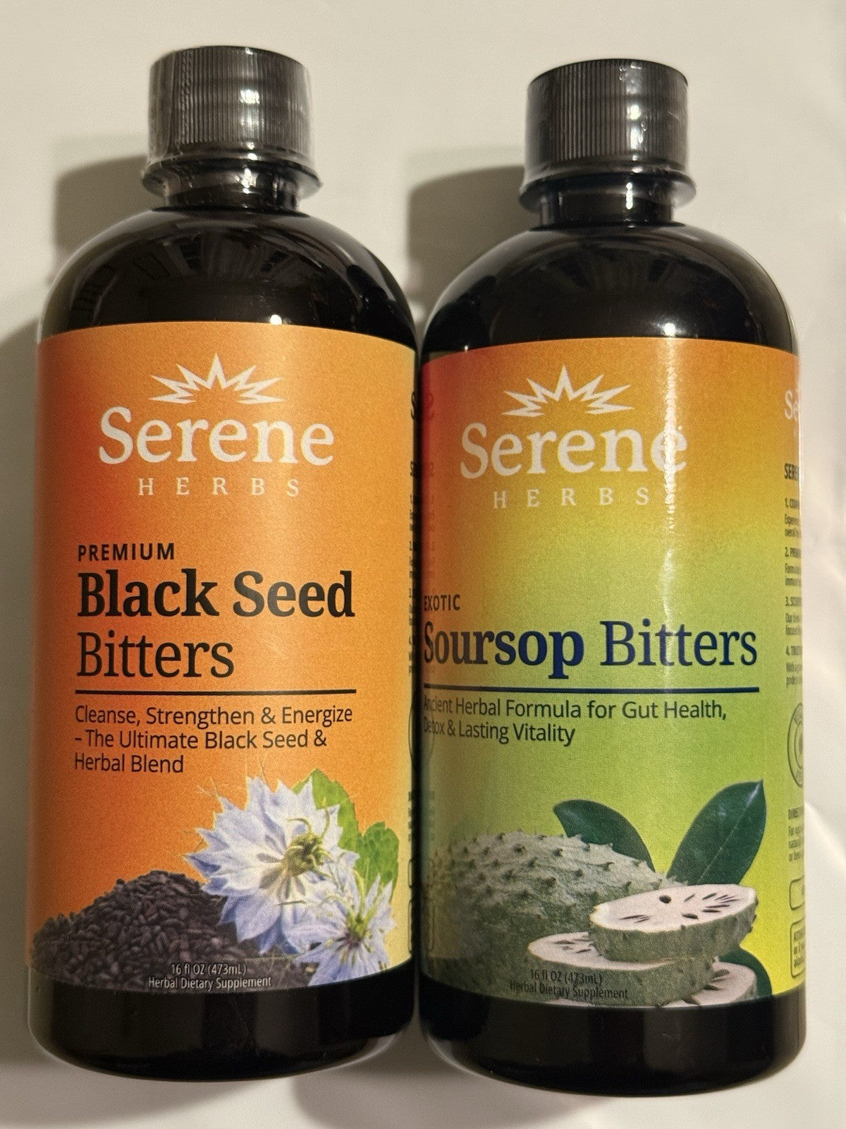 Serene HERBS Soursop Bitters & Black Seed Bitters Bundle Detox And Cleanse